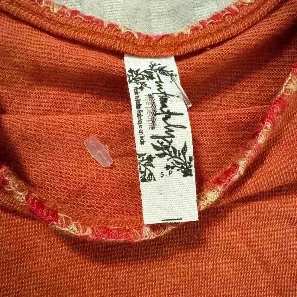 🆕 NWT Free People Back to Basics Rust Orange Embroidered Tank Sz S - Picture 4 of 4
